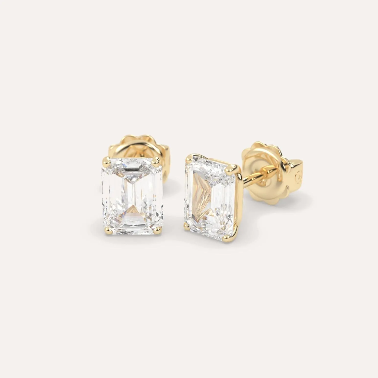 4 carat Emerald Diamond Stud Earrings