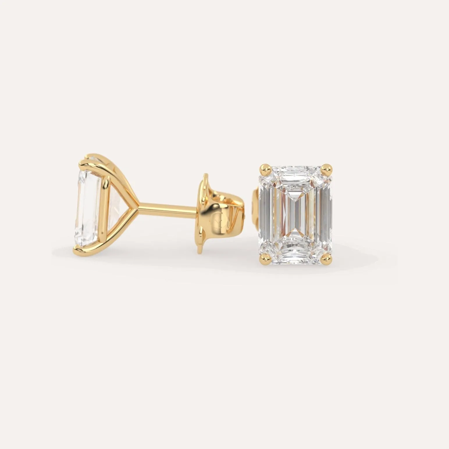4 carat Emerald Diamond Stud Earrings