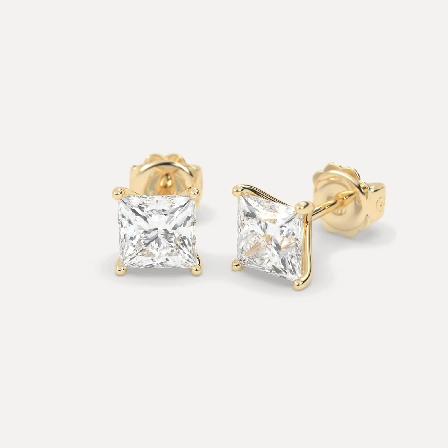 4 carat Princess Diamond Stud Earrings