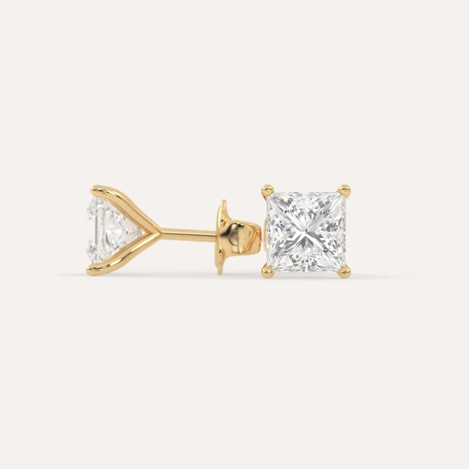4 carat Princess Diamond Stud Earrings