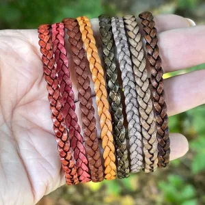 5mm FLAT Braided Leather Bracelets | SET A | 8 colors | Magnetic Closure | Unisex