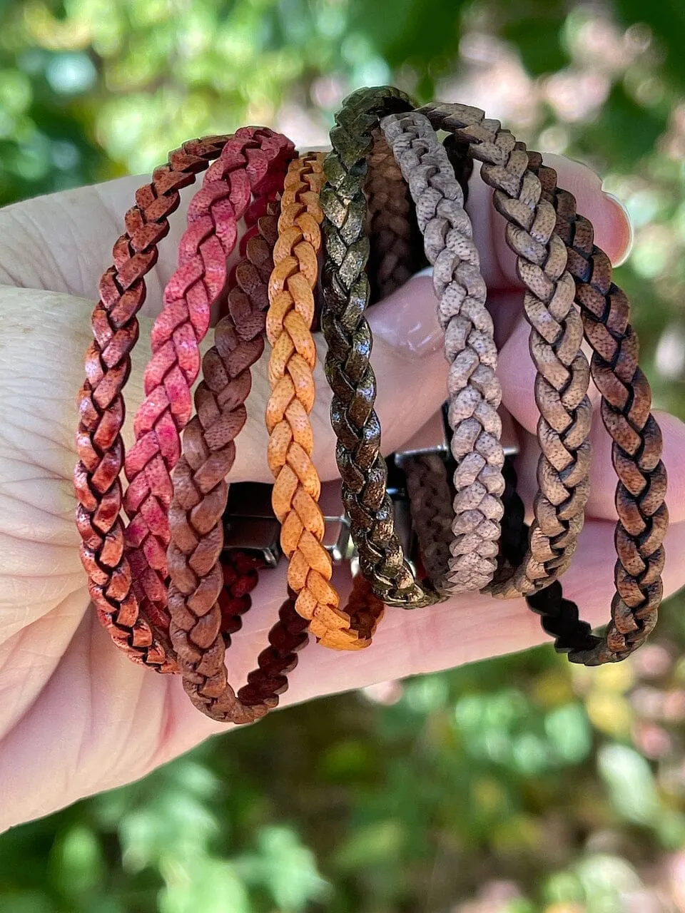 5mm FLAT Braided Leather Bracelets | SET A | 8 colors | Magnetic Closure | Unisex