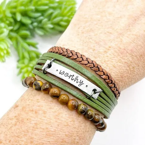 5mm FLAT Braided Leather Bracelets | SET A | 8 colors | Magnetic Closure | Unisex