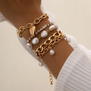 5pcs/Set Heart Imitation Pearl Bracelets for Women