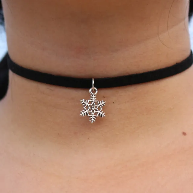 90's Inspired Gothic Lolita Punk Choker Necklace Black Velvet Suede Steampunk Torques Jewelry Statement Colar Christmas Gift