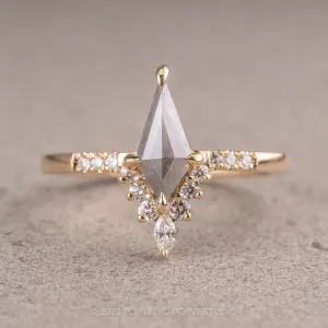 .92 Carat Salt and Pepper Kite Diamond Engagement Ring, Avaline Setting, 14K Yellow Gold