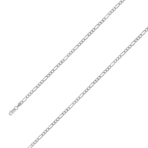 925 Sterling 4mm Silver Rhodium Plated Figaro Chain Size- 8"