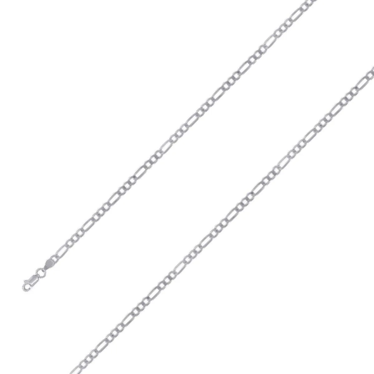 925 Sterling 4mm Silver Rhodium Plated Figaro Chain Size- 8"