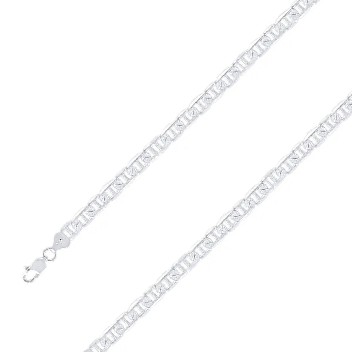 925 Sterling 9.5mm Silver Diamond Cut Mariner Chain Size- 7"