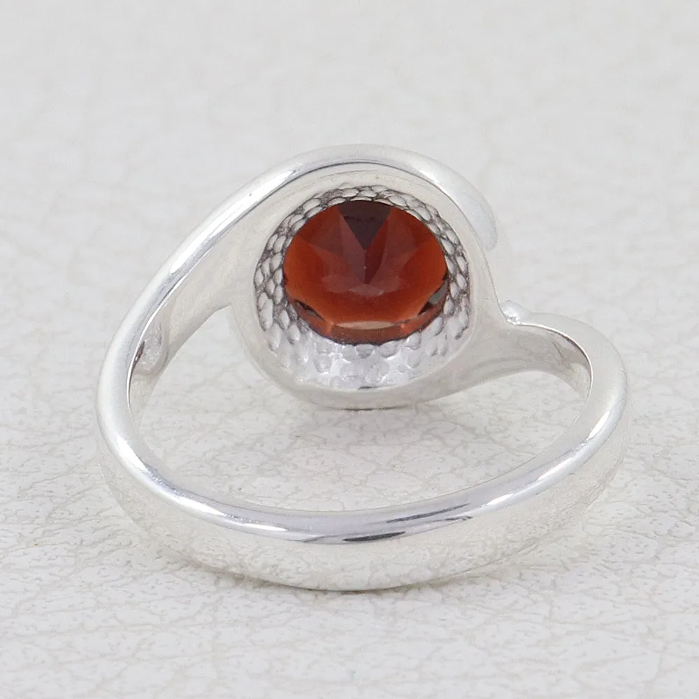 925 Sterling Silver Designer Garnet Ring