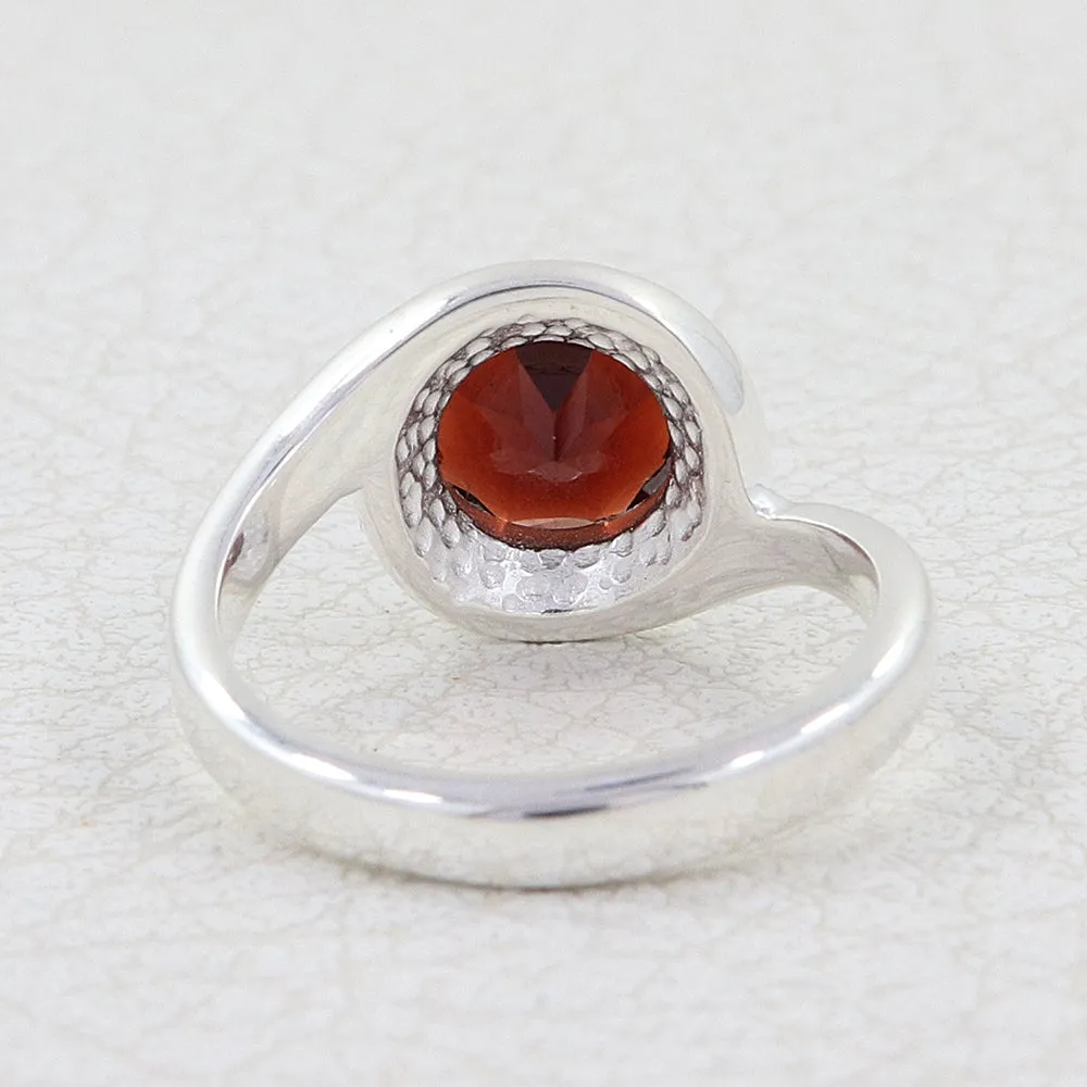925 Sterling Silver Designer Garnet Ring