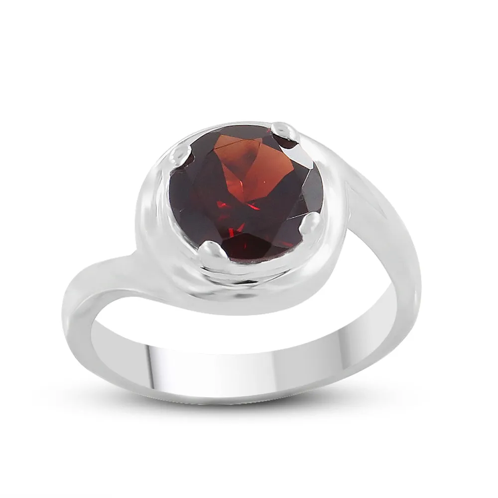 925 Sterling Silver Designer Garnet Ring