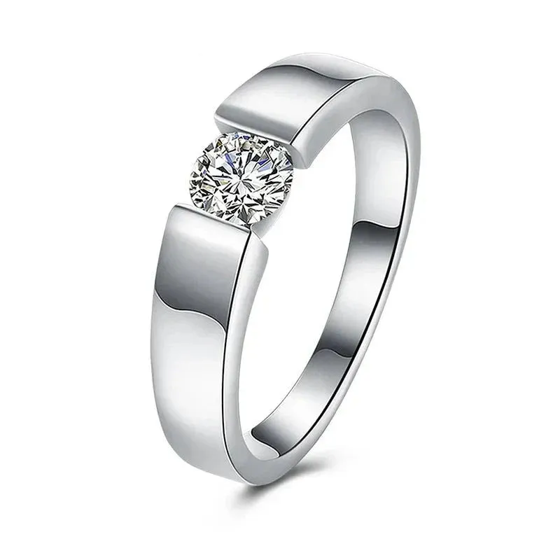 925 Sterling Silver Rings For Women Shining crystal engagement wedding Jewelry
