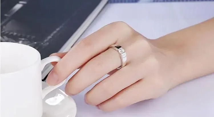 925 Sterling Silver Rings For Women Shining crystal engagement wedding Jewelry