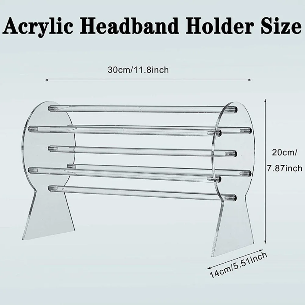 Acrylic Clear Headband Holder Organizer Hair Accessory Jewelry Organizer For Chains Bracelets Necklaces Storage Shelf JU0277