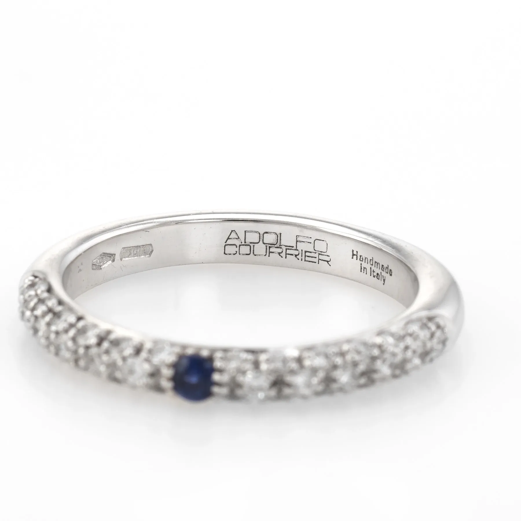Adolfo Courrier Sapphire Pave Diamond Stacking Ring 18k Gold Sz 5.5 Jewelry