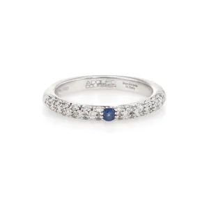 Adolfo Courrier Sapphire Pave Diamond Stacking Ring 18k Gold Sz 5.5 Jewelry