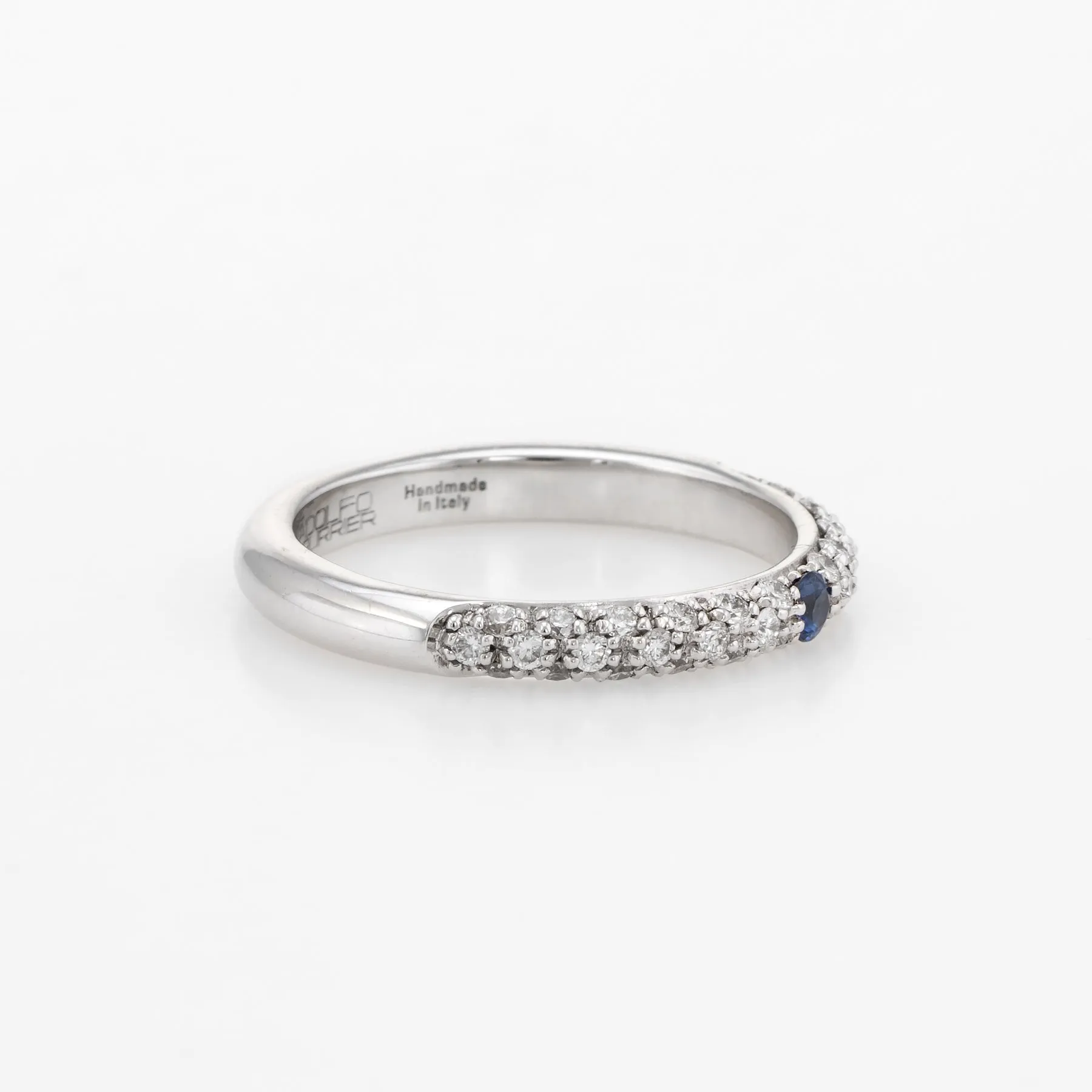 Adolfo Courrier Sapphire Pave Diamond Stacking Ring 18k Gold Sz 5.5 Jewelry
