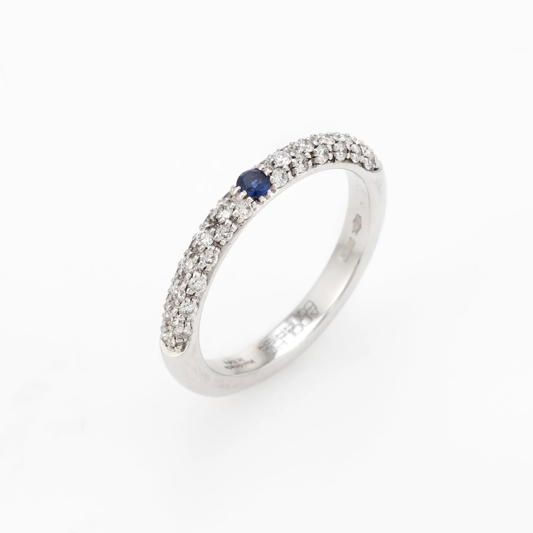 Adolfo Courrier Sapphire Pave Diamond Stacking Ring 18k Gold Sz 5.5 Jewelry