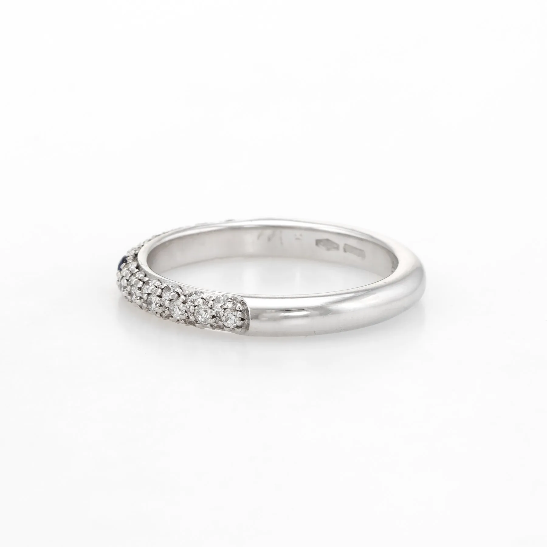 Adolfo Courrier Sapphire Pave Diamond Stacking Ring 18k Gold Sz 5.5 Jewelry