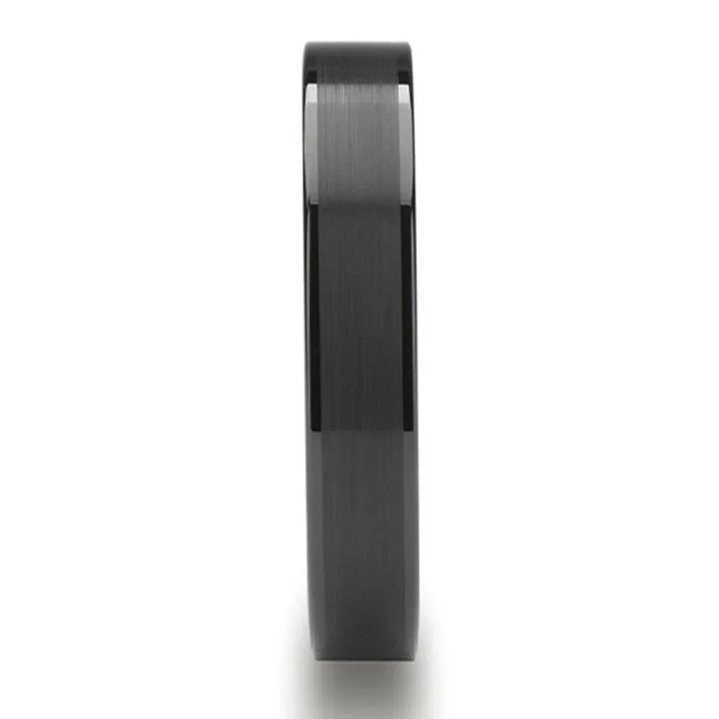 ADWIN Pipe Cut Black Ceramic Ring Brushed Center & Polished Edges 4 mm - 12 mm