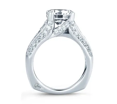 A.JAFFE METROPOLITAN THREE ROW DESIGNER STUDDED PRONG ENGAGEMENT RING 0.6             (not includin