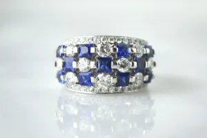 Alternating Diamond and Sapphire Band