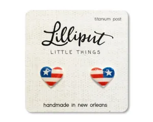 American Flag Heart Earrings