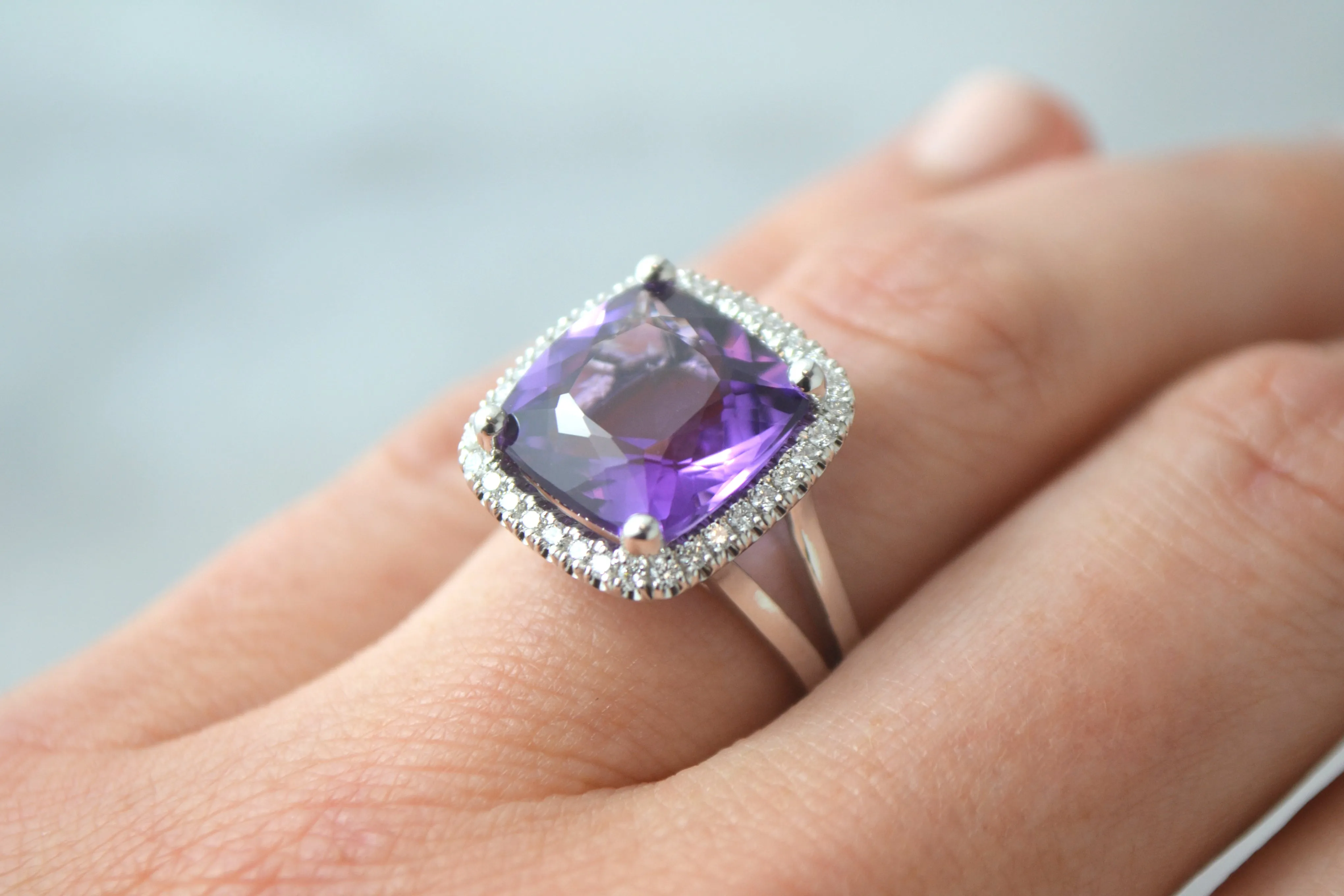 Amethyst and Diamond Ring