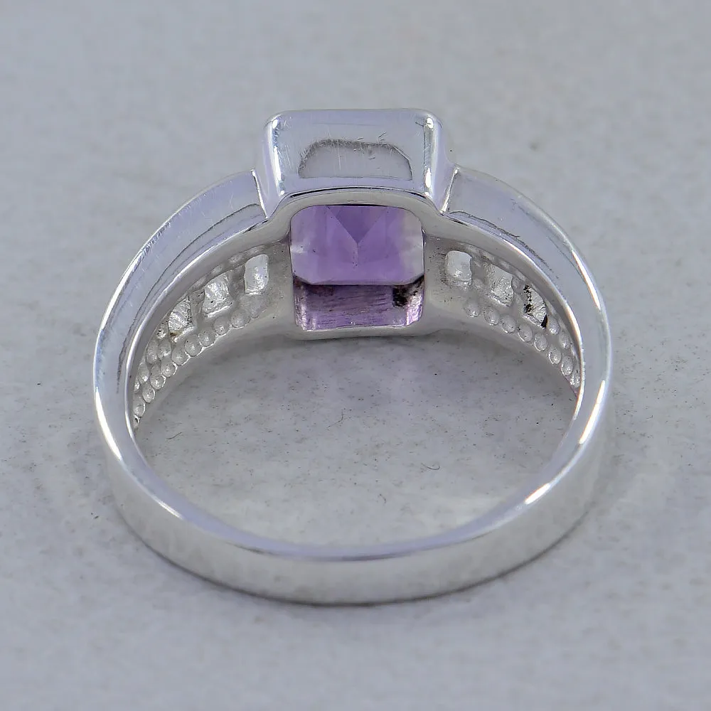 Amethyst Designer Ring 925 Sterling Silver