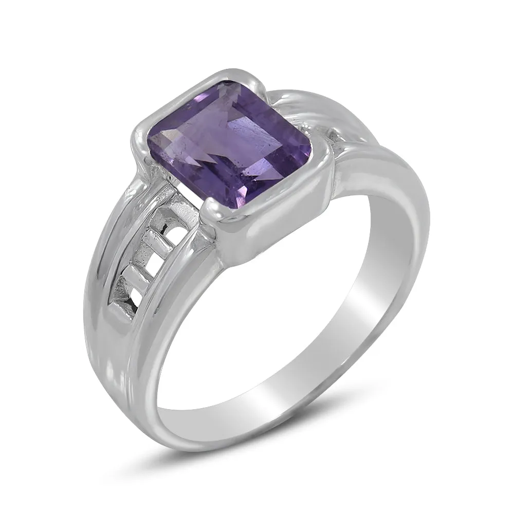 Amethyst Designer Ring 925 Sterling Silver