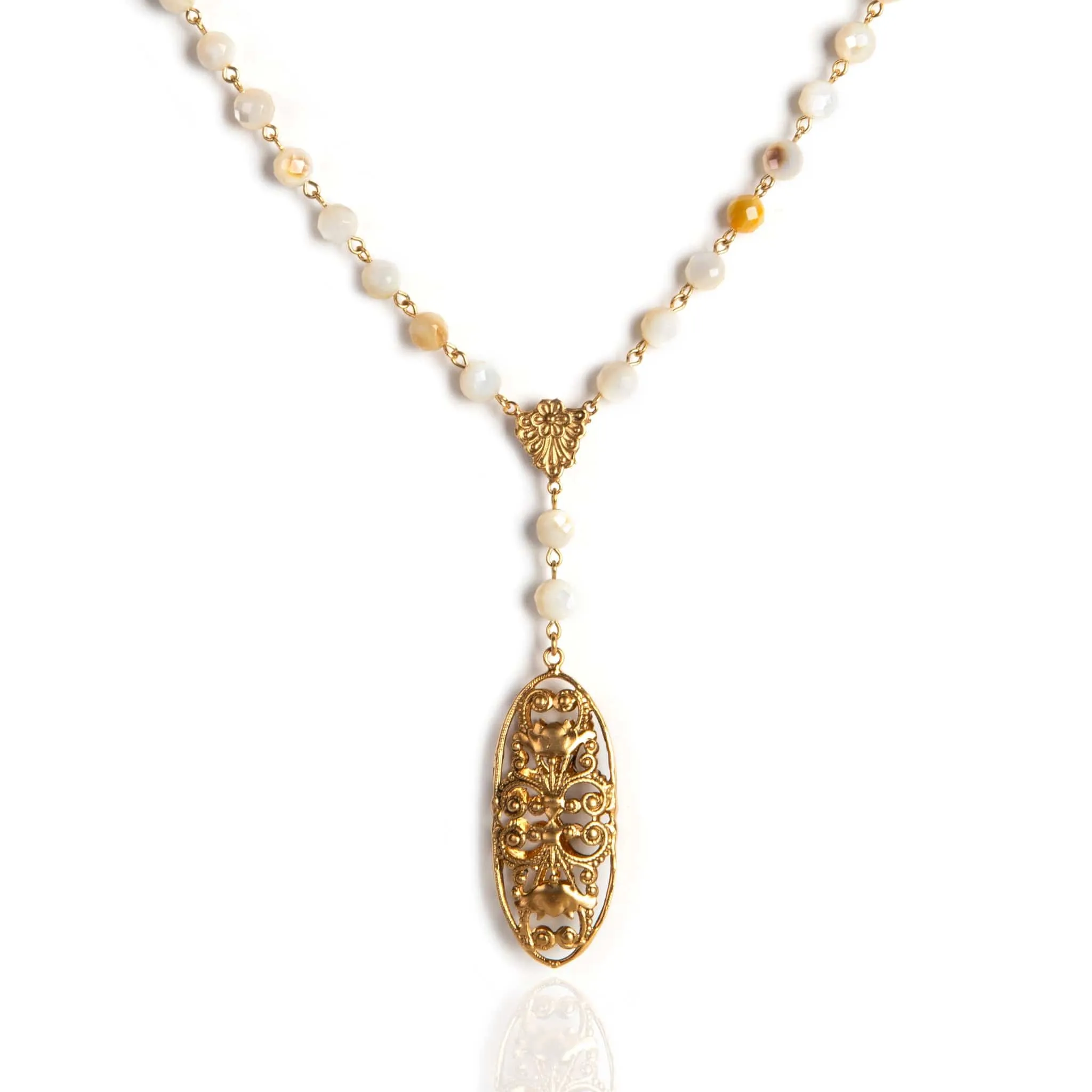 Antigua Rosary Semi-Precious Oyster Shell   Necklace Extender