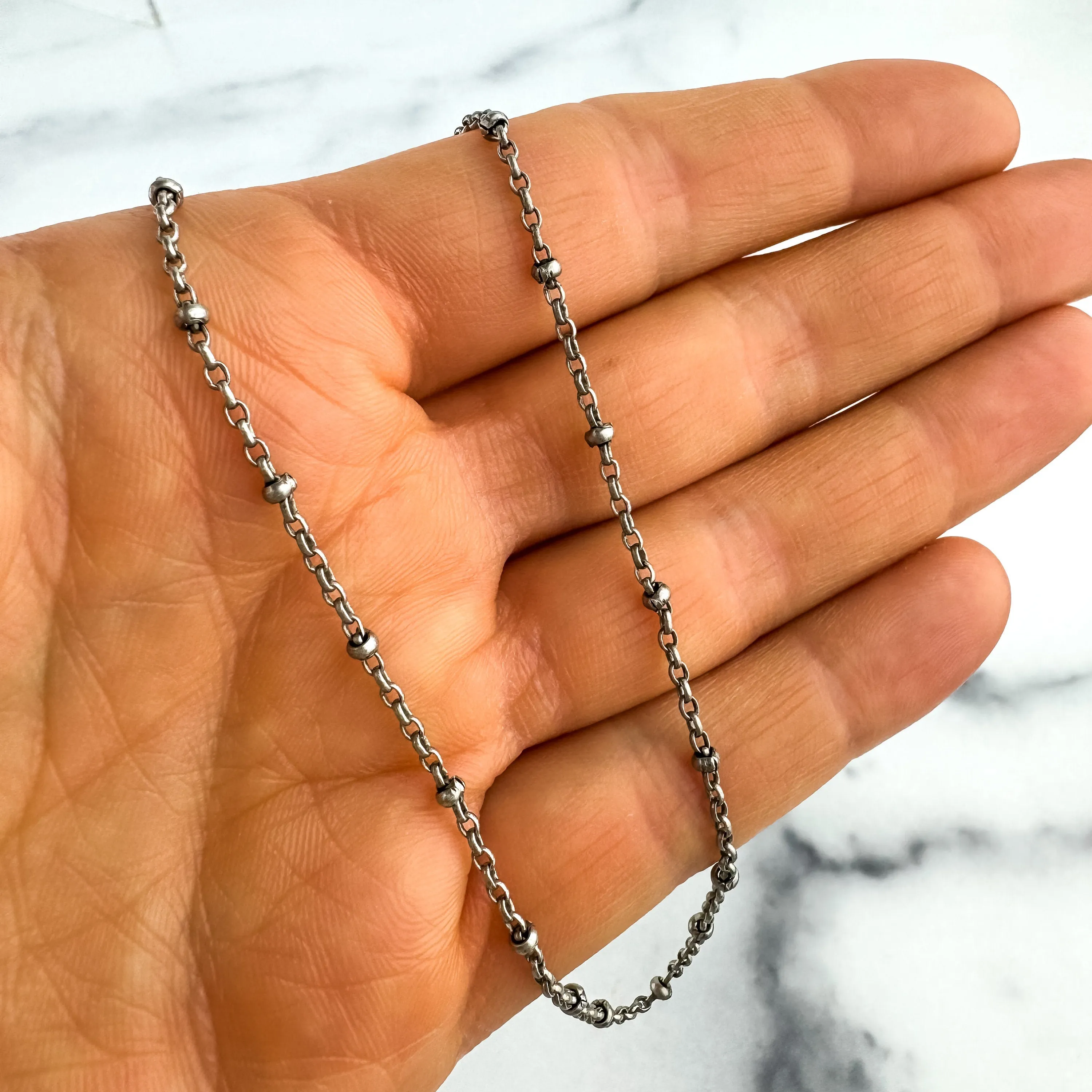 Antiqued Silver Layering Necklaces | Paperclip Chain | Sateliite  Chain | Disc Chain