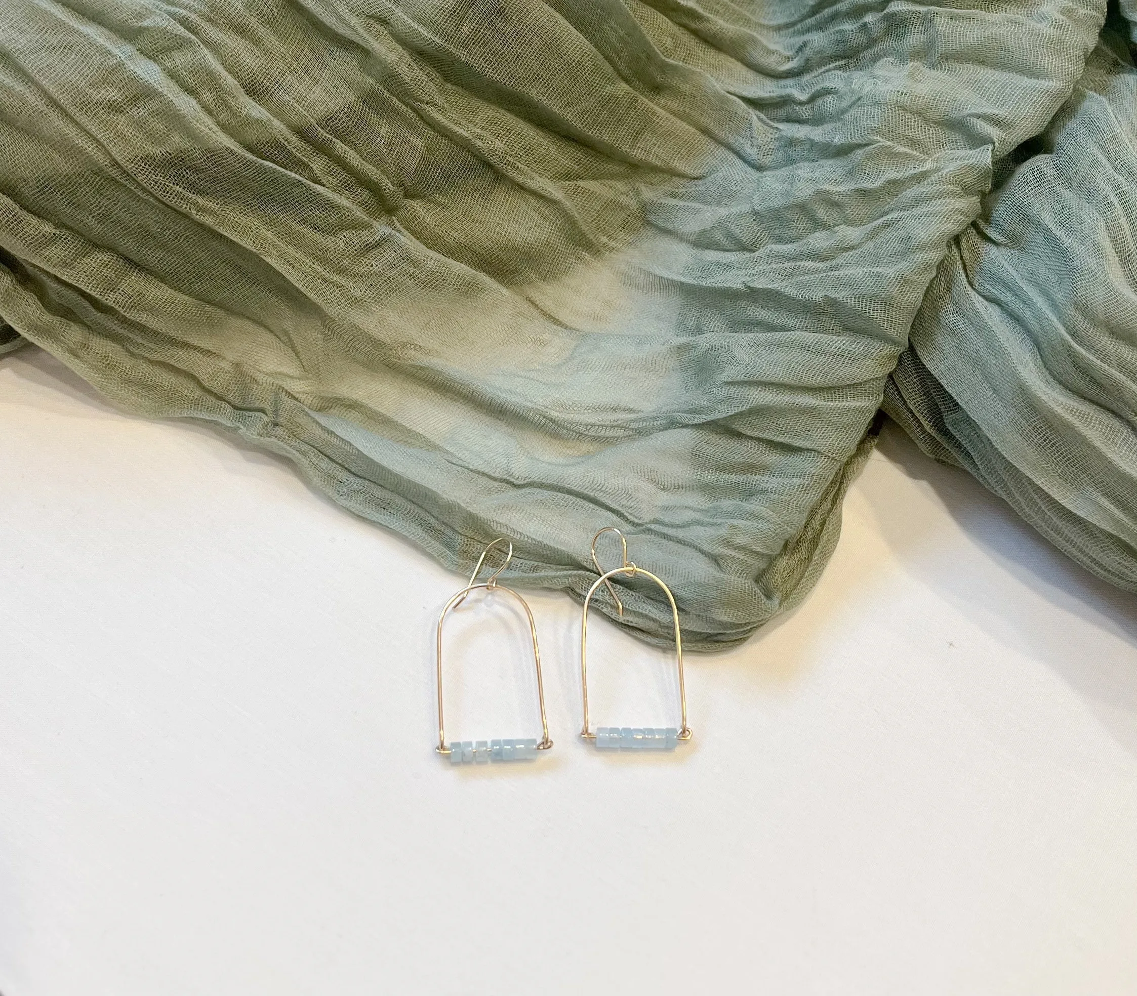 Aquamarine Arch Earrings