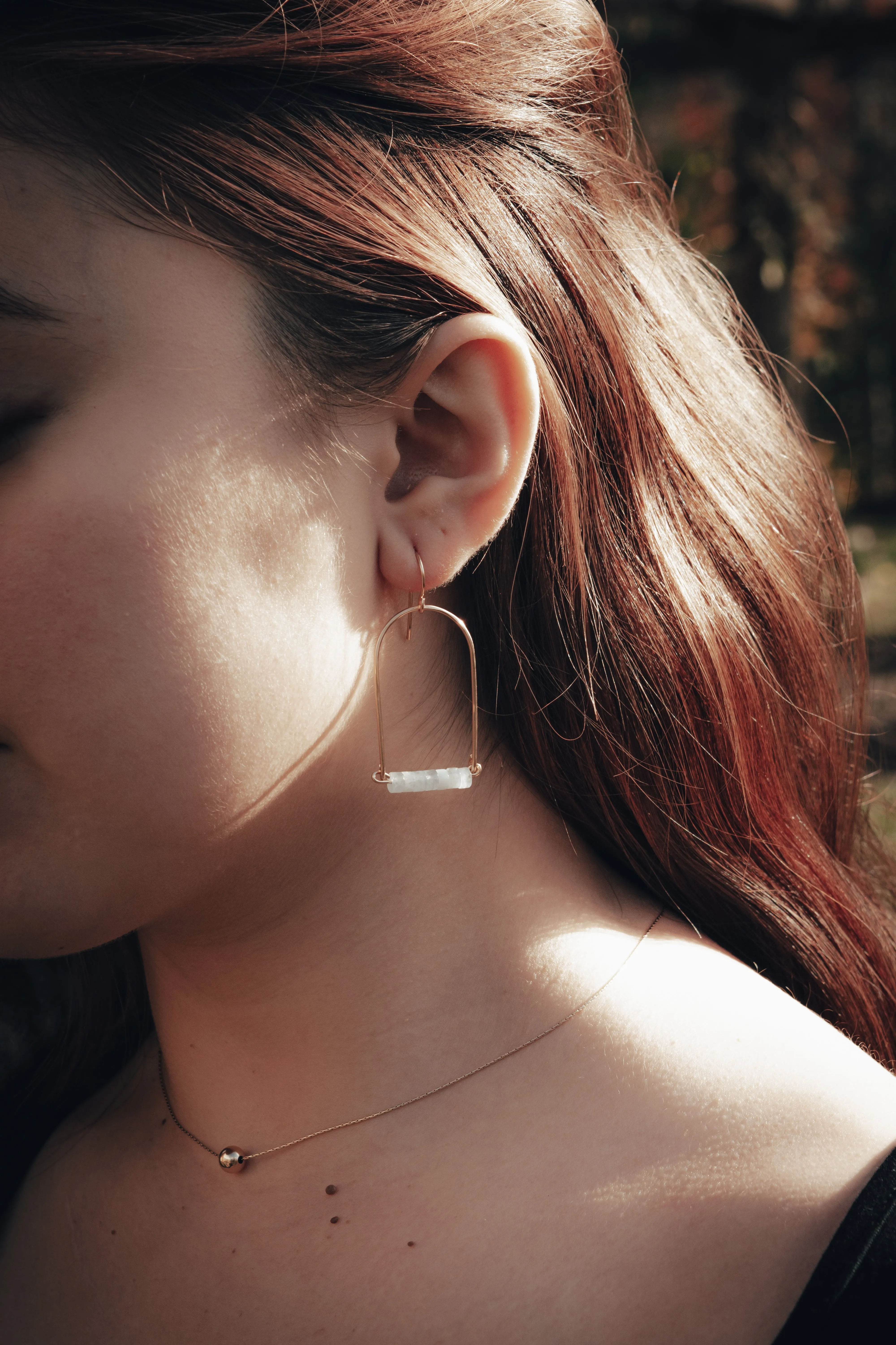 Aquamarine Arch Earrings