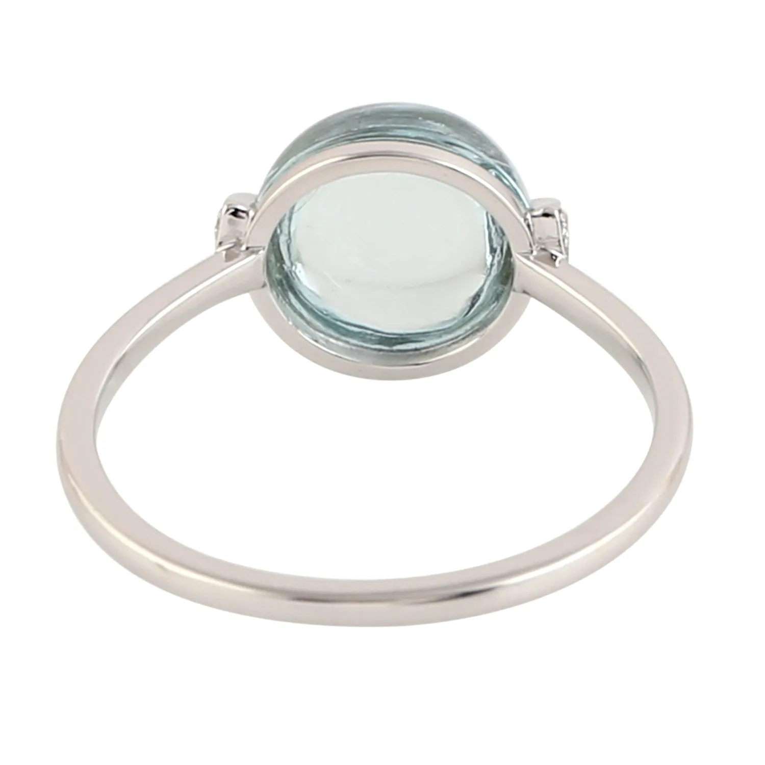 Aquamarine Pave Diamond Designer Ring In 18k White Gold Jewelry For Her
