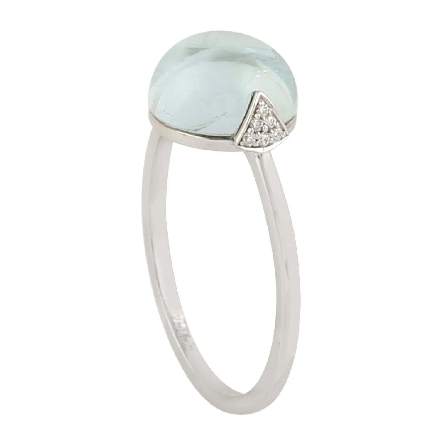 Aquamarine Pave Diamond Designer Ring In 18k White Gold Jewelry For Her