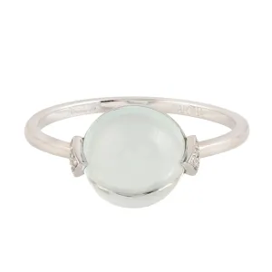 Aquamarine Pave Diamond Designer Ring In 18k White Gold Jewelry For Her