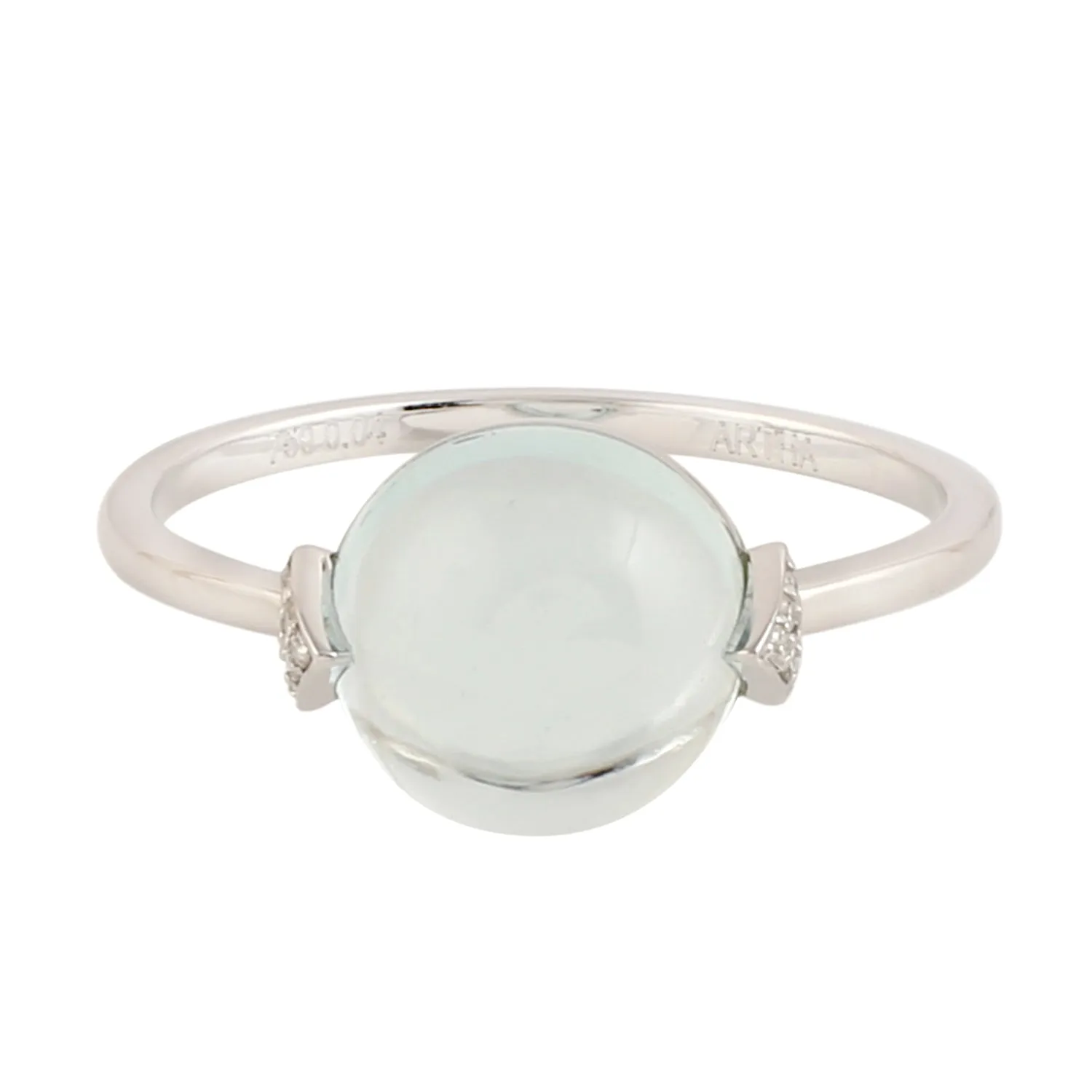 Aquamarine Pave Diamond Designer Ring In 18k White Gold Jewelry For Her