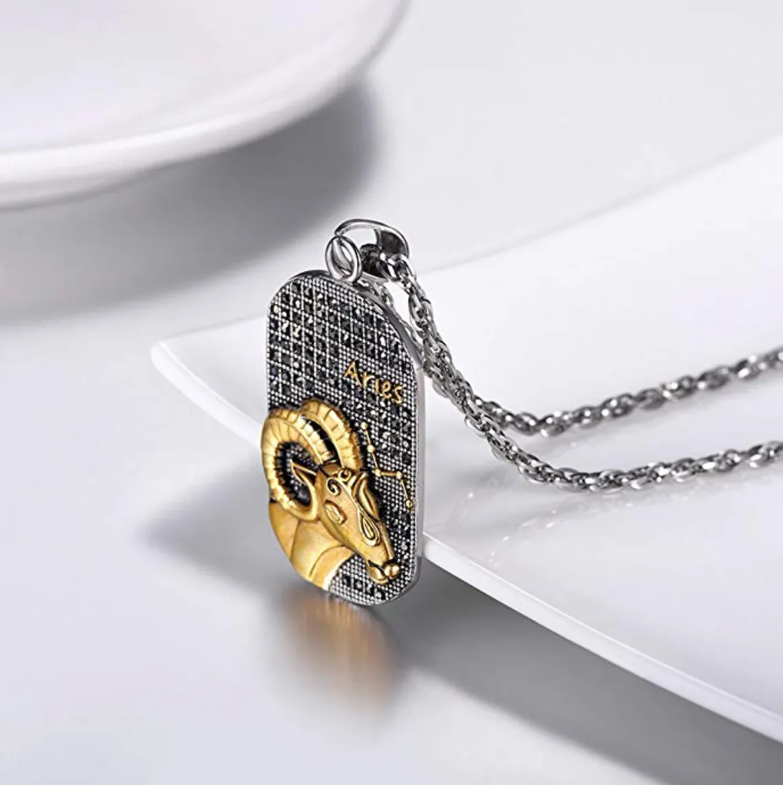 Aries 3D Dog tag necklaces