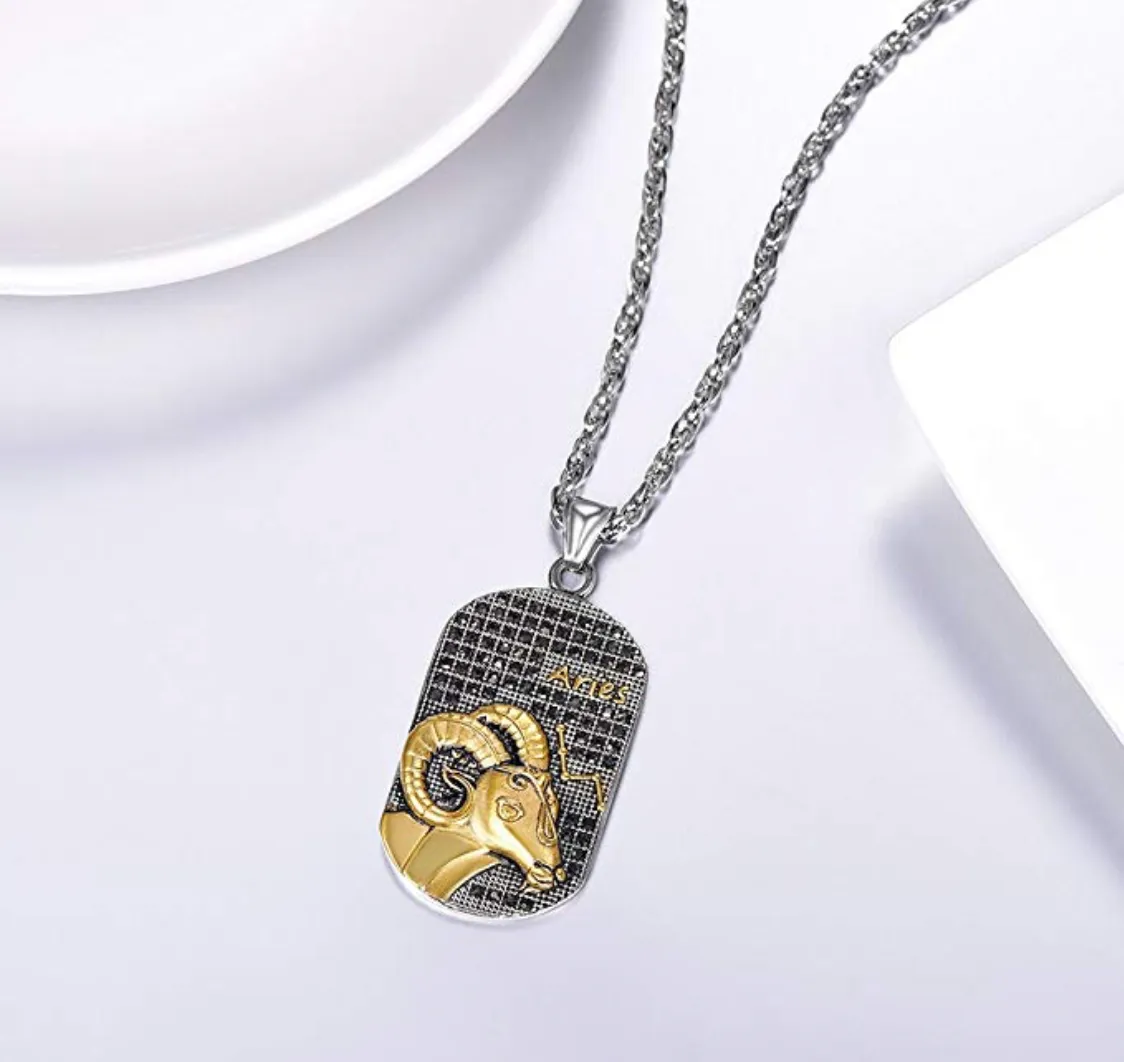 Aries 3D Dog tag necklaces