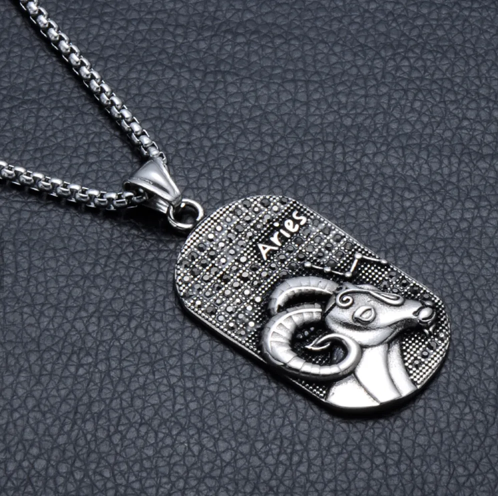 Aries 3D Dog tag necklaces