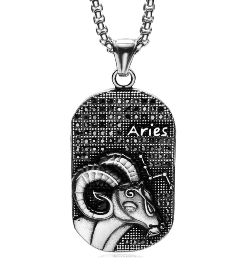 Aries 3D Dog tag necklaces