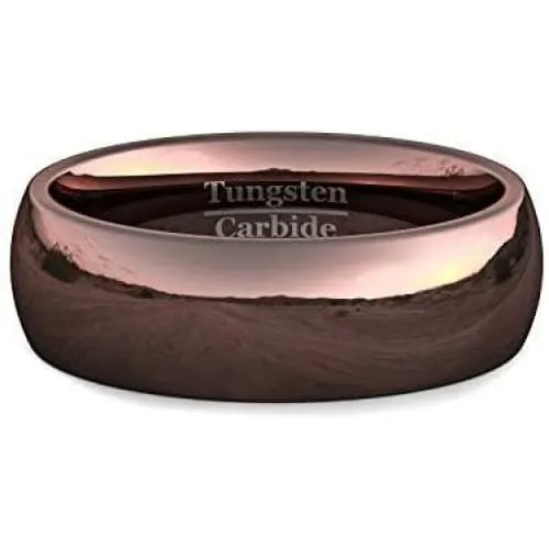 ARIS Men's Highly Polished Brown Domed Tungsten  Carbide Ring - 8mm