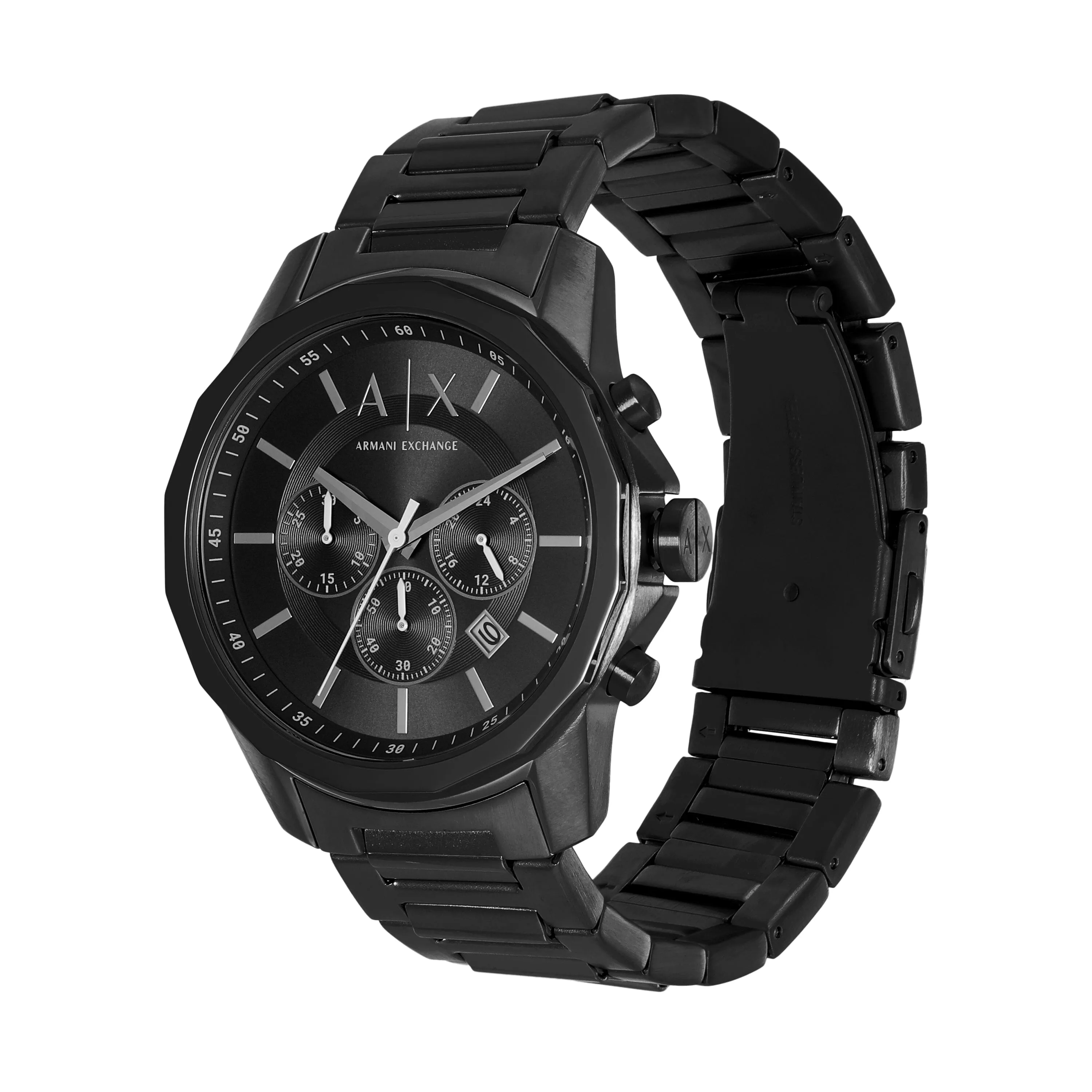 Armani Exchange Chronograph Black Stainless Steel Watch and Bracelet Set AX7153SET