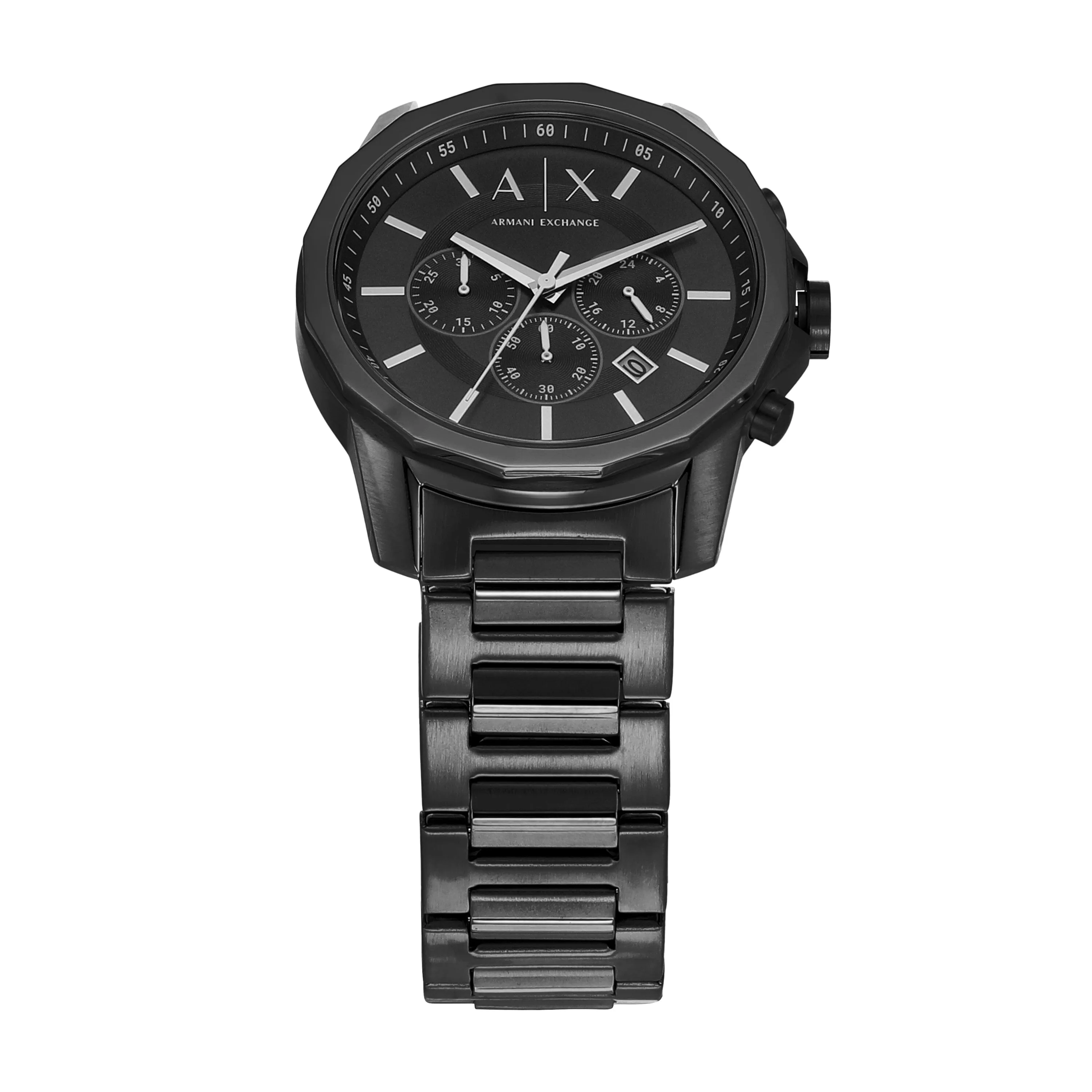 Armani Exchange Chronograph Black Stainless Steel Watch and Bracelet Set AX7153SET