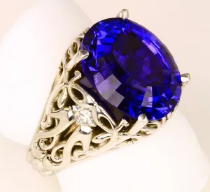 Art Nouveau Tanzanite and Diamond Ring by Christopher Michael