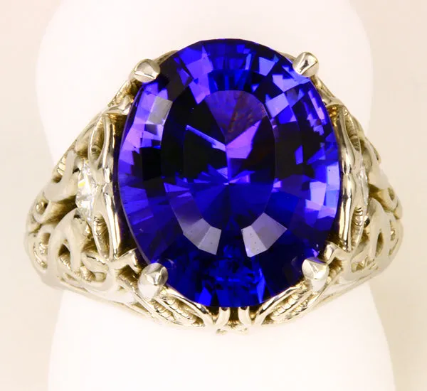 Art Nouveau Tanzanite and Diamond Ring by Christopher Michael