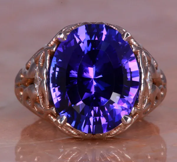 Art Nouveau Tanzanite and Diamond Ring by Christopher Michael