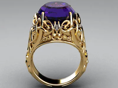 Art Nouveau Tanzanite and Diamond Ring by Christopher Michael